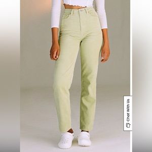 PacSun Womens Pistachio Corduroy 90’s Boyfriend Jeans Size 24 Green